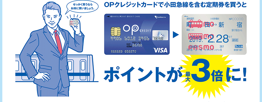 OPクレジットカードで小田急線を含む定期券を買うとポイントが最大3倍に！